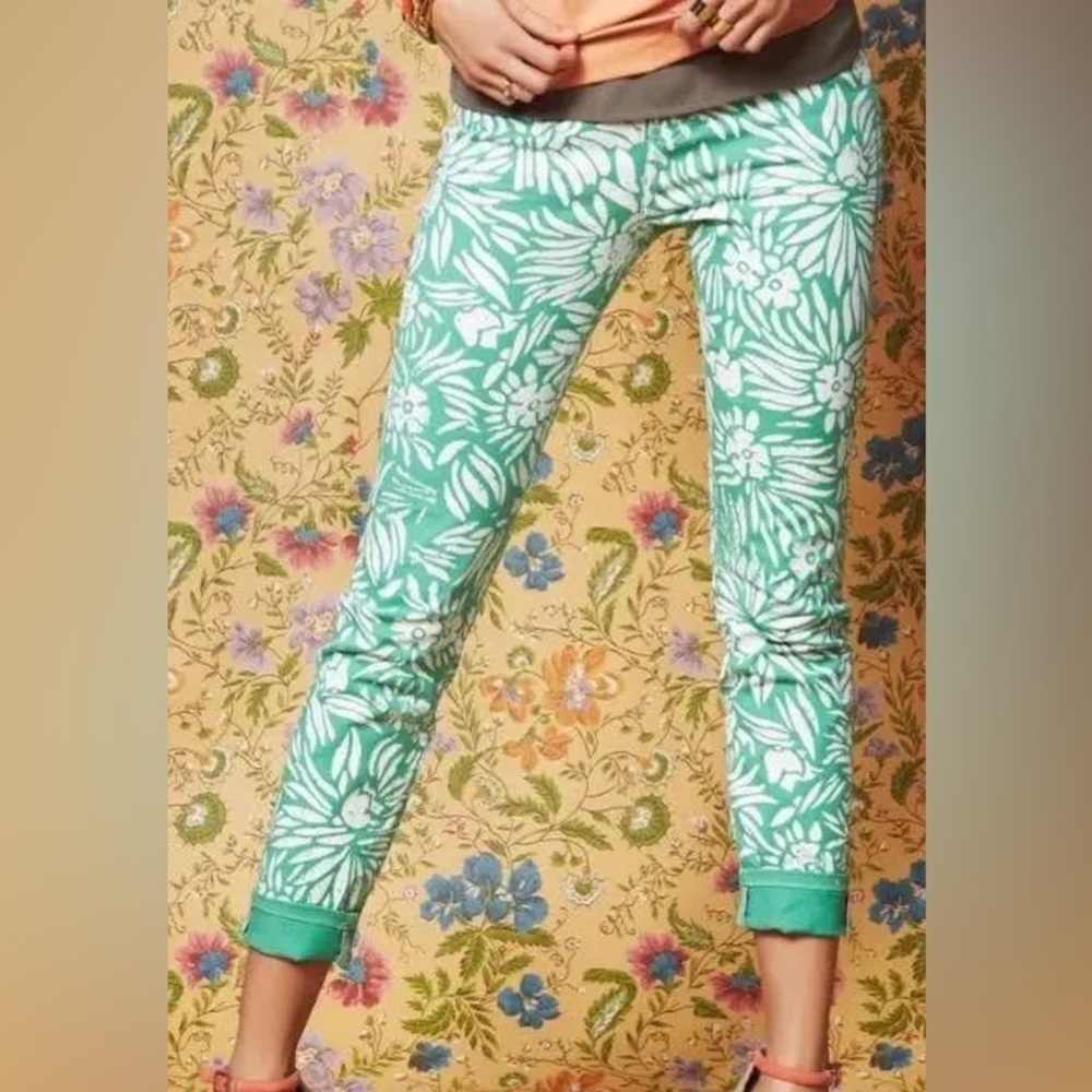 DVF ~ CURRENT/ELLIOT ~ HAND PAINTED FLORAL SKINNY JEAN